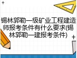锡林郭勒一级矿业工程建造师报考条件有什么要求(锡林郭勒一建报考条件)