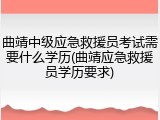 曲靖中级应急救援员考试需要什么学历(曲靖应急救援员学历要求)