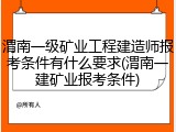 渭南一级矿业工程建造师报考条件有什么要求(渭南一建矿业报考条件)