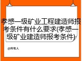 孝感一级矿业工程建造师报考条件有什么要求(孝感一级矿业建造师报考条件)