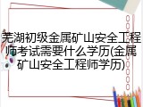 芜湖初级金属矿山安全工程师考试需要什么学历(金属矿山安全工程师学历)