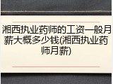 湘西执业药师的工资一般月薪大概多少钱(湘西执业药师月薪)