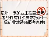 泉州一级矿业工程建造师报考条件有什么要求(泉州一级矿业建造师报考条件)