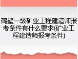 鹤壁一级矿业工程建造师报考条件有什么要求(矿业工程建造师报考条件)