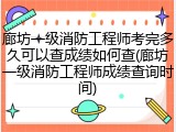 廊坊一级消防工程师考完多久可以查成绩如何查(廊坊一级消防工程师成绩查询时间)