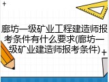 廊坊一级矿业工程建造师报考条件有什么要求(廊坊一级矿业建造师报考条件)