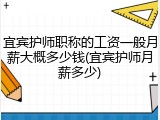 宜宾护师职称的工资一般月薪大概多少钱(宜宾护师月薪多少)