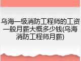 乌海一级消防工程师的工资一般月薪大概多少钱(乌海消防工程师月薪)