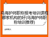 乌海护师职称报考培训课程哪家机构的好(乌海护师职称培训推荐)