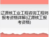辽源核工业工程咨询工程师报考资格详解(辽源核工报考资格)