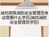 潍坊高级消防安全管理员考试需要什么学历(潍坊消防安全管理员学历)