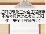 辽阳初级化工安全工程师难不难考具体怎么考证(辽阳化工安全工程师考证)