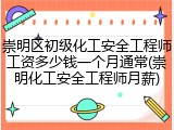 崇明区初级化工安全工程师工资多少钱一个月通常(崇明化工安全工程师月薪)