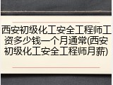 西安初级化工安全工程师工资多少钱一个月通常(西安初级化工安全工程师月薪)