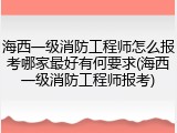 海西一级消防工程师怎么报考哪家最好有何要求(海西一级消防工程师报考)