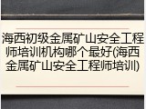 海西初级金属矿山安全工程师培训机构哪个最好(海西金属矿山安全工程师培训)