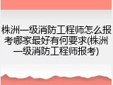 株洲一级消防工程师怎么报考哪家最好有何要求(株洲一级消防工程师报考)