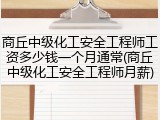 商丘中级化工安全工程师工资多少钱一个月通常(商丘中级化工安全工程师月薪)