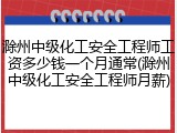 滁州中级化工安全工程师工资多少钱一个月通常(滁州中级化工安全工程师月薪)