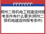 朔州二级机电工程建造师报考条件有什么要求(朔州二级机电建造师报考条件)