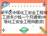 梁平区中级化工安全工程师工资多少钱一个月通常(中级化工安全工程师薪资)