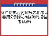 葫芦岛执业药师报名和考试费用分别多少钱(药师报名考试费)