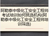 阿勒泰中级化工安全工程师考试培训如何挑选机构(阿勒泰中级化工安全工程师培训筛选)
