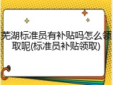 芜湖标准员有补贴吗怎么领取呢(标准员补贴领取)