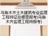 乌鲁木齐土木建筑专业监理工程师证在哪里报考(乌鲁木齐监理工程师报考)