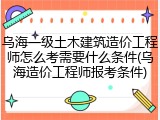 乌海一级土木建筑造价工程师怎么考需要什么条件(乌海造价工程师报考条件)