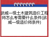 武威一级土木建筑造价工程师怎么考需要什么条件(武威一级造价师条件)