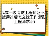 武威一级消防工程师证书考试通过后怎么找工作(消防工程师求职)