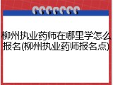 柳州执业药师在哪里学怎么报名(柳州执业药师报名点)