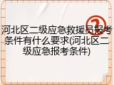 河北区二级应急救援员报考条件有什么要求(河北区二级应急报考条件)