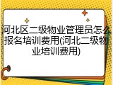 河北区二级物业管理员怎么报名培训费用(河北二级物业培训费用)