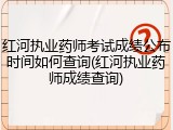 红河执业药师考试成绩公布时间如何查询(红河执业药师成绩查询)