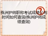 株洲护师职称考试成绩公布时间如何查询(株洲护师成绩查询)
