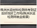 株洲水运材料检测师考到证后好找好工作吗(株洲水运检测师就业前景)