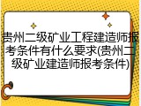 贵州二级矿业工程建造师报考条件有什么要求(贵州二级矿业建造师报考条件)
