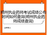 朔州执业药师考试成绩公布时间如何查询(朔州执业药师成绩查询)