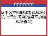 梁平区护师职称考试成绩公布时间如何查询(梁平护师成绩查询)