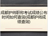 成都护师职称考试成绩公布时间如何查询(成都护师成绩查询)
