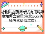 湖北执业药师考试有用吗难度如何含金量(湖北执业药师考试价值难度)
