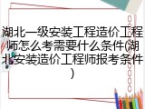 湖北一级安装工程造价工程师怎么考需要什么条件(湖北安装造价工程师报考条件)