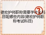 德宏护师职称需要学什么科目呢哪些内容(德宏护师职称考试科目)