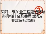 岳阳一级矿业工程建造师培训机构排名及费用(岳阳矿业建造师培训)