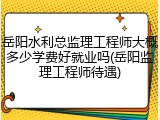 岳阳水利总监理工程师大概多少学费好就业吗(岳阳监理工程师待遇)
