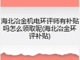 海北冶金机电环评师有补贴吗怎么领取呢(海北冶金环评补贴)