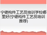 宁德构件工艺员培训学校哪里好(宁德构件工艺员培训推荐)