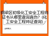铜梁区初级化工安全工程师证书从哪里查询真伪？(化工安全工程师证查询)